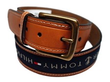 Tommy Hilfiger Men's Premium Ribbon Inlay Anchor Logo Belt 11TL02X032 picture