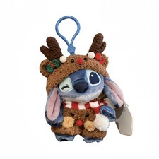 Cute Stitch Bag Charm, Cartoon Reindeer Plush Keychain, Christmas Gift picture