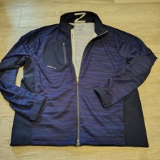 Zero Restriction Mens Navy Blue Wave Print Full Zip Golf Jacket Size Large picture