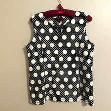 Talbots Women’s Petite MP Black White Polka Dot Sleeveless V-Neck Knit Top picture