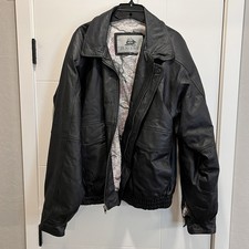 VTG Burks Bay Men’s XL Black Leather Bomber Jacket Napa Auto Ammco Sales Pro picture