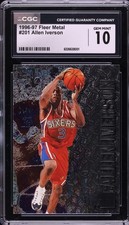 1996-97 FLEER METAL RC ROOKIE #201 ALLEN IVERSON CGC 10 GEM MINT not PSA 🔥 picture