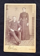 Antique 1890s Cabinet Card Photo – W.H. Vale, Waterbury Vt.– Victorian Couple picture