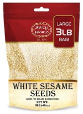 White Sesame Seeds 3 LB Bag - Natural, Raw, Hulled, Non-Gmo, Bulk Resealable Bag picture