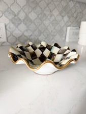 Mackenzie Childs Courtly Check Ceramic Fluted Breakfast Bowl 🖤 picture