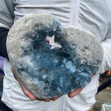 6.5lb Natural Blue Celestite Crystal Geode Quartz Cluster Mineral Specimen picture