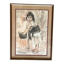 Dimitar Krustev Original Pastel Painting 1987 Aurelia Oaxaca Mexico Framed 33