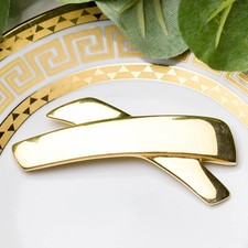 Vintage 1980s Napier Signed Gold X Brooch Pin Geometric Crossover Ribbon Glamour picture