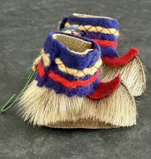 Vintage Sami Reindeer Fur Boots Miniature Hanging Ornament Helsinki Finland 2” picture
