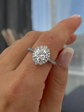 2.50Ctw Round Cut Lab-Grown Diamond 14k White Gold Vintage Halo Engagement Ring picture