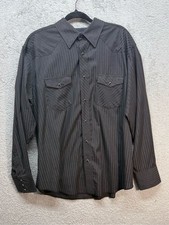 Wrangler Sport Men's Black Shadow Dobby Stripe Western Snap Shirt picture