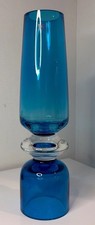 Rare Marquis By Waterford Crystal Vase Samba Blue Candle Holder Mid Century Mod picture
