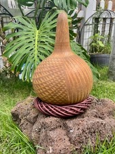 Vtg Signed 2004 Elroy Juan & Georgia Sartoris Hawaiian Decorated Water Gourd picture