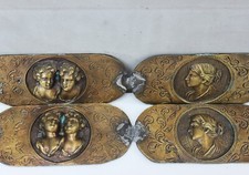 Four Antique Bronze Bar Relief Plaques Early 20th Century Renaissance Style picture