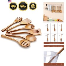 Wooden Kitchen Utensil Set 6 Pcs Non Scratch Heat Resistant Acacia Wood picture
