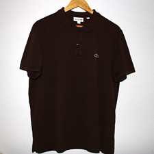 Lacoste Men’s Slim Fit Brown Cotton Knit Polo Breathable Crocodile Logo L/XL picture