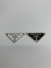 Prada Lot of 2 Replacement Triangle Black White Metal Logo Plates picture