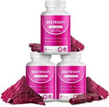 3PCS Rosabella Organic Beet Root 60 Capsules Natural Energy Boost Blood Pressure picture