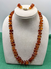 Stunning Vtg Baltic Amber Graduated Nugget Necklace with Rare Prehistoric Insect picture
