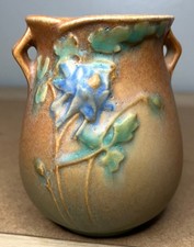 Vintage Roseville Pottery Columbine Vase 12-4 Art Deco USA 1940's picture
