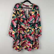 Catherines Muse Pintuck Tunic Shirt Size 5X Floral 3/4 Sleeves Popover picture