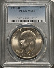 1971 D Eisenhower Ike Dollar PCGS MS65 Nice Luster picture