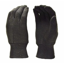12 Pair X-Large Brown Cotton Jersey Work Gloves Heavy Duty Knit Wrist Clute Cut picture