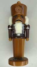 Vtg German Nutcracker Erzgebirge Expertic Snowflake Natural Wood King Box picture