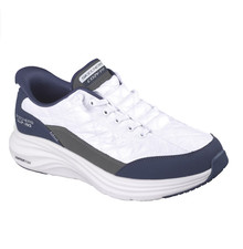 HOT SALE Skechers Men's Slip-Ins Vapor Foam Cozy Fit Sneaker White Navy AUTH picture