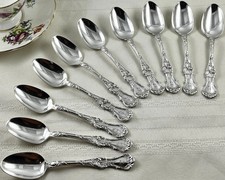 Antique Wallace Floral Tea Spoons Set 10 Monogrammed picture