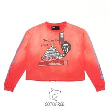 GOTOFREE AMERICAN HIGH STREET GRAPHIC TEE RED UNISEX LONG SLEEVE T SHIRT TOP picture