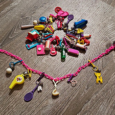 Vintage Charms, Chain Necklace, Plastic/Metal Fashion 80s Jewelry Toys Theme picture