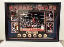 Micheal Jordan NBA Championship  Replica Rings collage framed picture