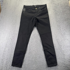 H&M Jeans Womens 16 Black Cotton Denim Skinny Leg Dark Wash Stretch Workwear picture