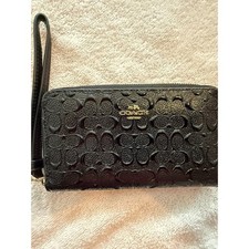 Coach Small Wristlet – Black on Black C – Great Condition, Minor Inside Wear picture