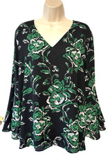 Alfani Women’s Women’s Blouse Size 16 Floral 3/4 Sleeve V-Neck Pullover Top picture