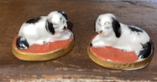 SUPERB  DUO: 19thC SAMPSON, FRANCE FRENCH RECUMBENT DOGS FIGURES c1890s picture