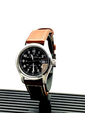 Hamilton Khaki Field Auto Black Dial Leather Men's Watch H70455533 picture