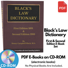 BLACK'S LAW DICTIONARY, 1st Edition 1891 and 2nd Edition 1910 Law Book on CD-ROM picture
