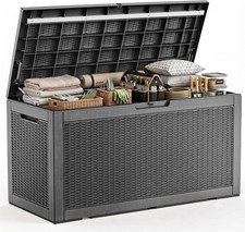200 Gallon Resin Deck Box, Lockable Waterproof UV‑Resistant Outdoor Storage picture