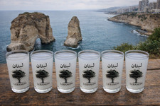 Set of 6 Lebanon Cedar Tree Shot Glasses – Lebanese Souvenir Cups Arak Glass picture