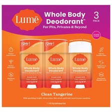Lumē Whole Body Deodorant Clean Tangerine 3Pk 2.6 Oz 72 Hour Pits Privates More picture