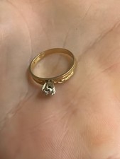 Classy 14k Yellow Gold Engagement Natural Diamond 0.20 +ct  Ring SZ 7 3/4((249)) picture