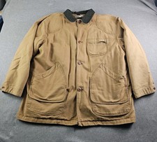 Vintage L.L.BEAN Chore Coat Men XL Beige Cotton Barn Canvas Jacket Removed Linar picture