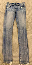 BKE Women’s Mid-Rise Skinny Jeans Slim Fit Distressed Light Wash Blue picture