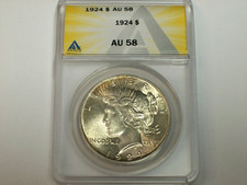 1924 Peace Dollar   ANACS AU-58      SN9032 picture