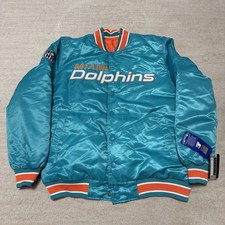 Starter Miami Dolphins Reversible Satin Bomber Jacket Full Snap Men's Large NWT picture