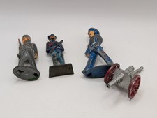 Vintage Lead Toy Soldiers Lot 3 Barclay Manoil Style + Metal Cannon Red Wheels picture