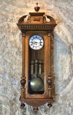 Antique Germany Junghans Striking Vienna Clock,3 Brass Weights,Walnut Case picture