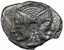 Mysia Lampsacus 500-450 BC, Janiform Head AR Obol Rare Greek Silver Coin, NGC VF picture